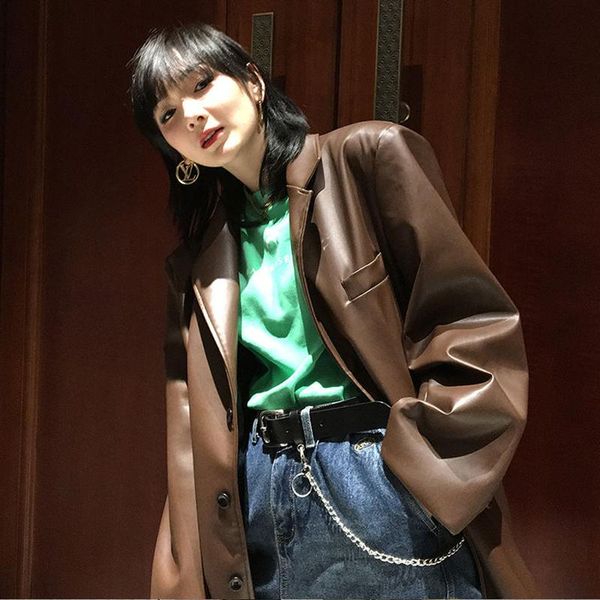 vintage loose leather jacket women pu chic moto female 2021 spring fashion streetwear women's winter y2k coat & faux, Black
vintage loose leather jacket women pu chic moto female 2021 spring fashion streetwear women's winter y2k coat & faux, Black