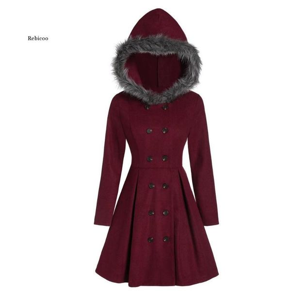 women's wool & blends autumn winter overcoat women princess swing hooded fur coat slim double breasted long female, Black
women's wool & blends autumn winter overcoat women princess swing hooded fur coat slim double breasted long female, Black