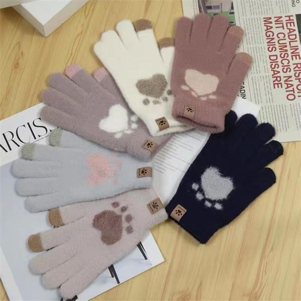 five fingers gloves women' winter touchscreen cat pattern warm split finger glove fleece outdoor driving cycling cold-proof mitten, Blue;gray
five fingers gloves women' winter touchscreen cat pattern warm split finger glove fleece outdoor driving cycling cold-proof mitten, Blue;gray