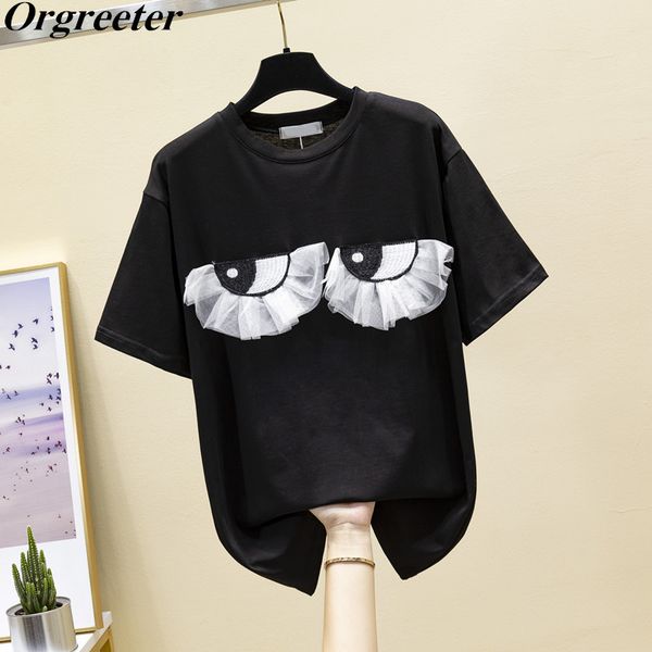 runway design women's tshirt summer o-neck short sleeve cartoon eye embroidery mesh appliques loose tees casual women' 210525, White
runway design women's tshirt summer o-neck short sleeve cartoon eye embroidery mesh appliques loose tees casual women' 210525, White