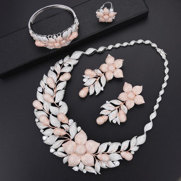 earrings & necklace larrauri 4pcs jewelry sets for women dangle ring luxury nigerian flower cz dubai wedding 2021, Silver
earrings & necklace larrauri 4pcs jewelry sets for women dangle ring luxury nigerian flower cz dubai wedding 2021, Silver