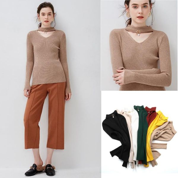 women's sweaters autumn spring cutout v-neck knitted sweater women chic all-match pullover, White;black
women's sweaters autumn spring cutout v-neck knitted sweater women chic all-match pullover, White;black