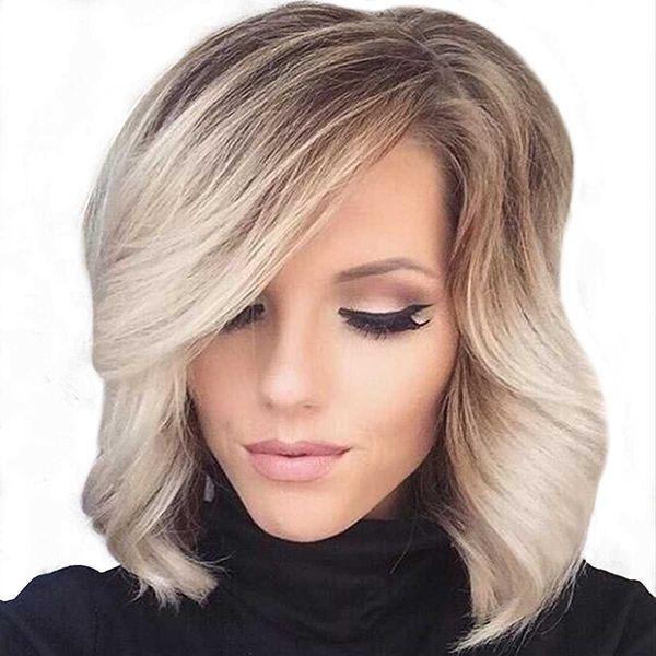 women's curly dyed wig side long bangs mixed with golden short hair partial split bobo, Black
women's curly dyed wig side long bangs mixed with golden short hair partial split bobo, Black