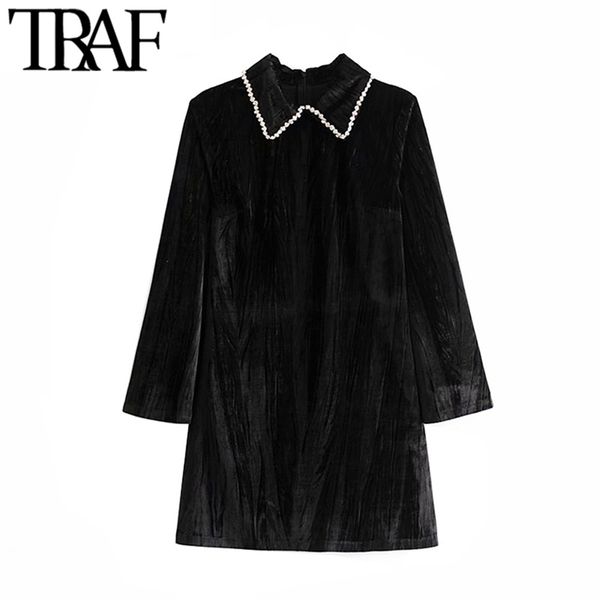 women vintage stylish office wear beading appliques velvet mini dress fashion lapel collar long sleeve female dresses mujer 210507, Black;gray
women vintage stylish office wear beading appliques velvet mini dress fashion lapel collar long sleeve female dresses mujer 210507, Black;gray
