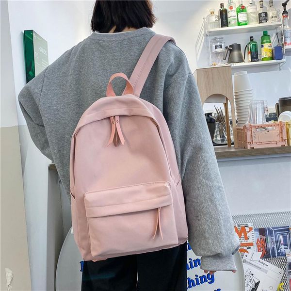 backpack 2022 travel bag simple school solid color women's waterproof nylon girl