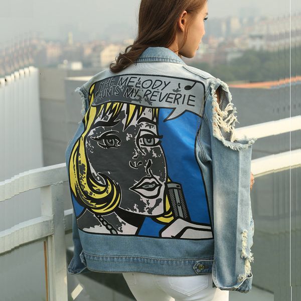 korea spring and autumn clothes harajuku style graffiti print loose seamless hole long sleeve denim short female jacket, Black;brown
korea spring and autumn clothes harajuku style graffiti print loose seamless hole long sleeve denim short female jacket, Black;brown
