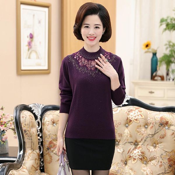 women's sweaters mid-aged autumn and winter 2021 sweater long-sleeved shirt loose mother, White;black
women's sweaters mid-aged autumn and winter 2021 sweater long-sleeved shirt loose mother, White;black