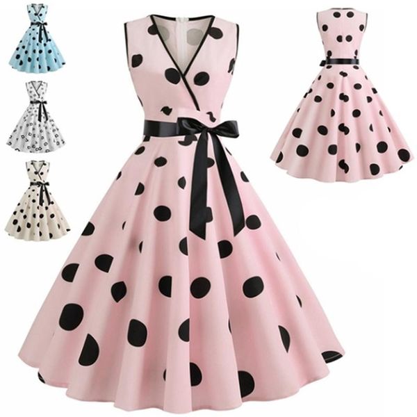 polka dot print vintage women summer dress pink sleeveless v neck elegant party dresses casual plus size robe midi, Black;gray
polka dot print vintage women summer dress pink sleeveless v neck elegant party dresses casual plus size robe midi, Black;gray
