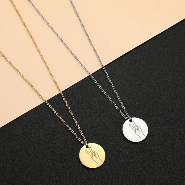 pendant necklaces qiamni stainless steel gesture hand sign language necklace romantic love engraved choker fashion women jewelry, Silver
pendant necklaces qiamni stainless steel gesture hand sign language necklace romantic love engraved choker fashion women jewelry, Silver