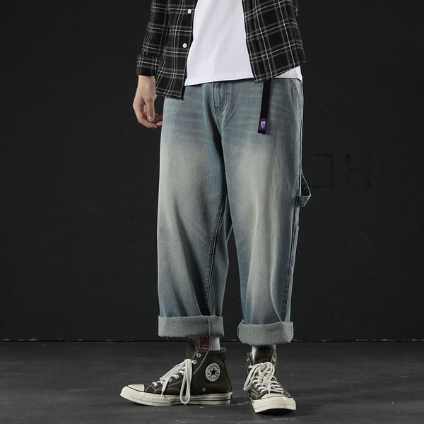 men's pants autumn 2021 nostalgic color loose wide leg trend personality straight jeans fashion versatile wear, Black
men's pants autumn 2021 nostalgic color loose wide leg trend personality straight jeans fashion versatile wear, Black