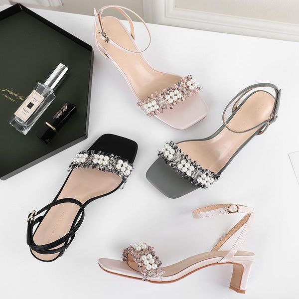 sandals 2021 summer women houndstooth string bead pearls ankle straps square hight heels elegant slippers shoes woman, Black
sandals 2021 summer women houndstooth string bead pearls ankle straps square hight heels elegant slippers shoes woman, Black