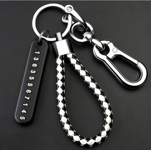 fashion anti-lost car keychain phone number card keyring leather bradied rope auto vehicle key chain holder accessories gift for christmas, Silver
fashion anti-lost car keychain phone number card keyring leather bradied rope auto vehicle key chain holder accessories gift for christmas, Silver