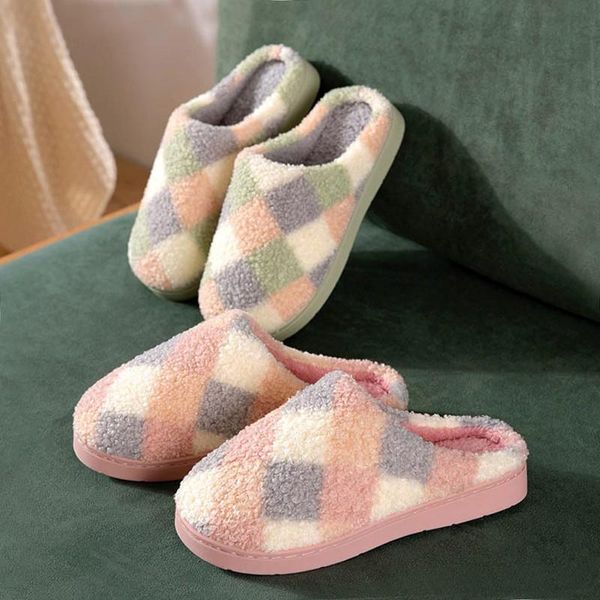 slippers warm fluffy women men winter cotton shoes couples lattice thick sole furry non-slip plush faux fur indoor floor slides, Black
slippers warm fluffy women men winter cotton shoes couples lattice thick sole furry non-slip plush faux fur indoor floor slides, Black