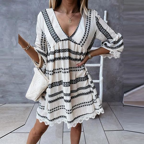casual dresses elegant vintage print a-line loose dress women 2021 summer v neck beach party patchwork lace flare sleeve vestidos, Black;gray
casual dresses elegant vintage print a-line loose dress women 2021 summer v neck beach party patchwork lace flare sleeve vestidos, Black;gray