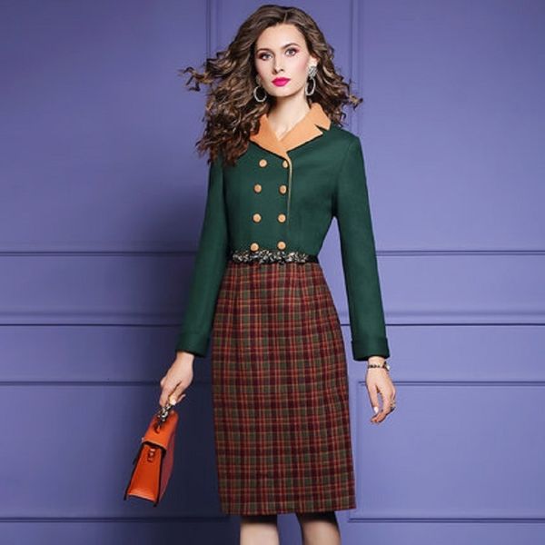 casual dresses fashion fake two piece wool plaid women's long sleeve winter autumn dress slim split stitching retro patchwork skirt p4o, Black;gray
casual dresses fashion fake two piece wool plaid women's long sleeve winter autumn dress slim split stitching retro patchwork skirt p4o, Black;gray