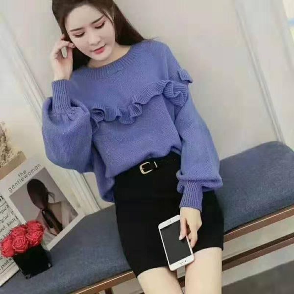 women's sweaters 2021 spring and autumn loose frill casual temperament long sleeve pullover bottoming shirt sweater, White;black
women's sweaters 2021 spring and autumn loose frill casual temperament long sleeve pullover bottoming shirt sweater, White;black