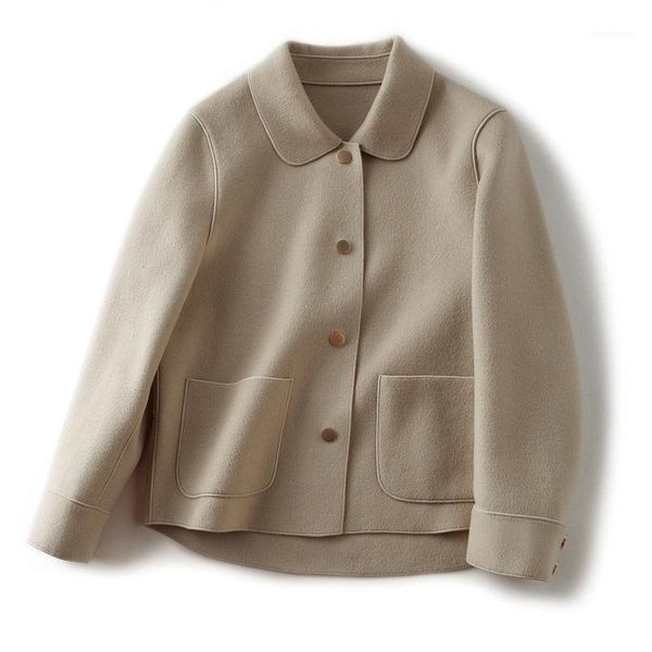 women's wool & blends 2021 spring and autumn style temperament fashion loose versatile simple light luxury lapel jacket wear, Black
women's wool & blends 2021 spring and autumn style temperament fashion loose versatile simple light luxury lapel jacket wear, Black