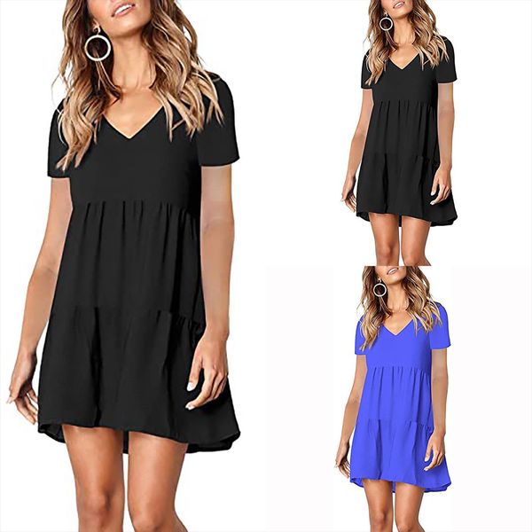 plus size fashion solid color womens dresses v neck sleeveless casual swing loose dress, Black;gray
plus size fashion solid color womens dresses v neck sleeveless casual swing loose dress, Black;gray