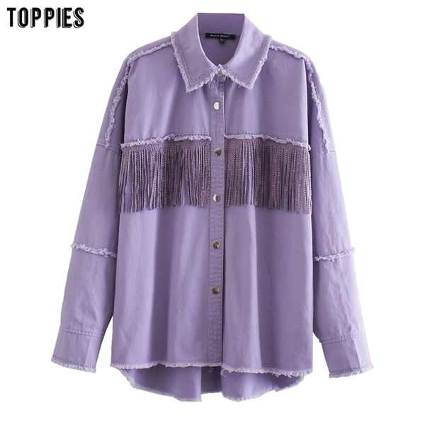womens purple tassel jacket coat vintage ripped rivet high street wear 210421, White
womens purple tassel jacket coat vintage ripped rivet high street wear 210421, White