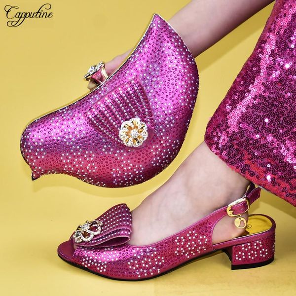 dress shoes wonderful fuchsia medium heel sandal with hand bag set rhinestones for wedding/party 111-2 height 4.5cm, Black
dress shoes wonderful fuchsia medium heel sandal with hand bag set rhinestones for wedding/party 111-2 height 4.5cm, Black