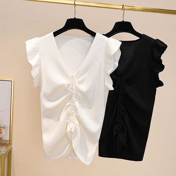 plus size chic casual summer basic v-neck sweater pullovers women loose knit pullover female short sleeve black sweater 210604, White;black
plus size chic casual summer basic v-neck sweater pullovers women loose knit pullover female short sleeve black sweater 210604, White;black