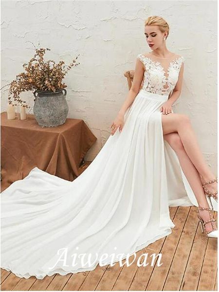 other wedding dresses a-line jewel neck court train chiffon cap sleeve casual boho with 20211, White
other wedding dresses a-line jewel neck court train chiffon cap sleeve casual boho with 20211, White