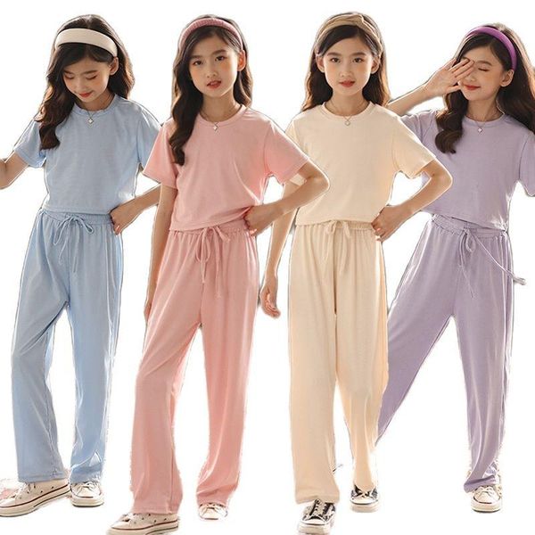 clothing sets teen girls summer sports suit casual kids solid t-shirt+wide leg pants cotton children two piece set teenage clothes 12 14 15, White
clothing sets teen girls summer sports suit casual kids solid t-shirt+wide leg pants cotton children two piece set teenage clothes 12 14 15, White