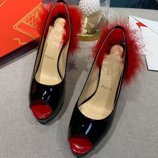 luxury designer high heels shoes women red bottom shoe party wedding pump super high heel classic design fish mouth sandals with box size 35, Black
luxury designer high heels shoes women red bottom shoe party wedding pump super high heel classic design fish mouth sandals with box size 35, Black