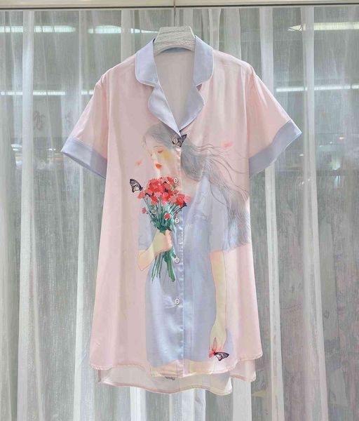 summer fun ice silk short sleeve charming pajamas underwear cardigan thin women's home cloth, Red;black
summer fun ice silk short sleeve charming pajamas underwear cardigan thin women's home cloth, Red;black
