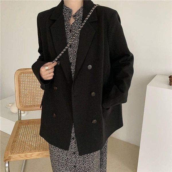 women's suits & blazers double-breasted women blazer jacket stylish office loose suit 2021 summer outerwear plus size clothing for, White;black
women's suits & blazers double-breasted women blazer jacket stylish office loose suit 2021 summer outerwear plus size clothing for, White;black