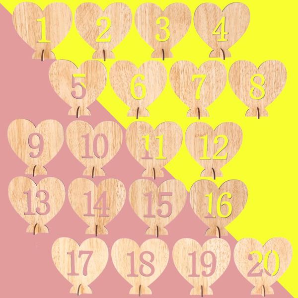 party decoration 20pcs 1-20 wooden numbers with holder base heart shape for wedding
party decoration 20pcs 1-20 wooden numbers with holder base heart shape for wedding