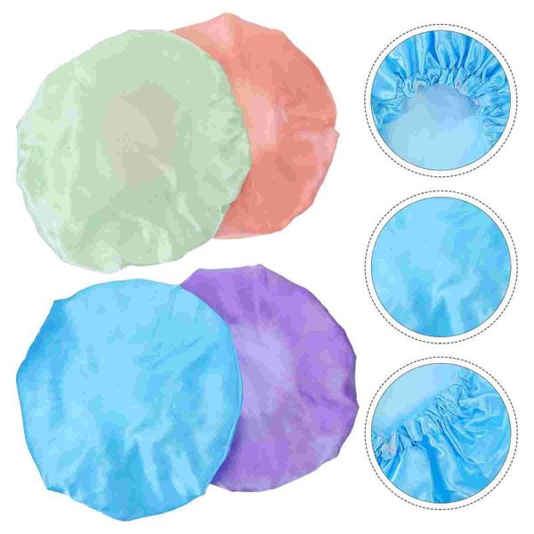 shower caps 4pcs useful double layers bath girl nightcaps beauty hair hats (assorted color) 
shower caps 4pcs useful double layers bath girl nightcaps beauty hair hats (assorted color)