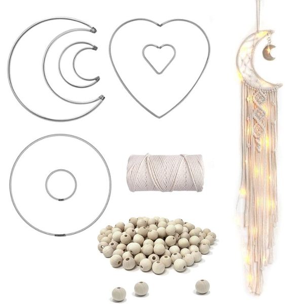 decorative objects & figurines macrame ring set heart circle moon dreamcatcher rings with rope 100 pi 54dc
decorative objects & figurines macrame ring set heart circle moon dreamcatcher rings with rope 100 pi 54dc
