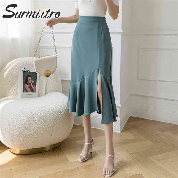 spring summer office skirt women korean style ruffles high waist aesthetic midi split female ol 210421, Black
spring summer office skirt women korean style ruffles high waist aesthetic midi split female ol 210421, Black