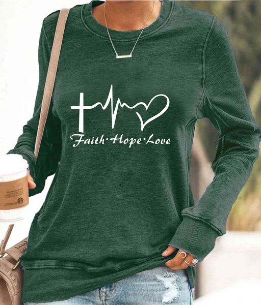 belief in autumn women's clothing and thickening of jus theme round neck printed casual sweater, Black
belief in autumn women's clothing and thickening of jus theme round neck printed casual sweater, Black