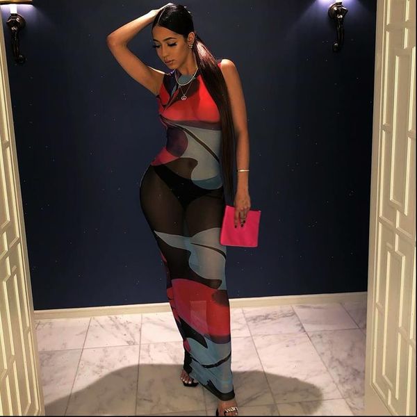 fashion sheer mesh see women dress through print sleeveless maxi long o neck high stretchy party dresses for, Black;gray
fashion sheer mesh see women dress through print sleeveless maxi long o neck high stretchy party dresses for, Black;gray