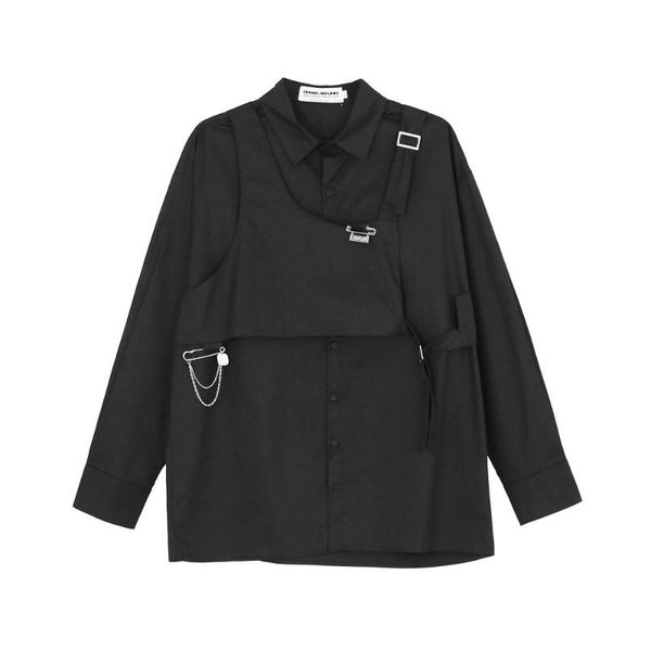 men's casual shirts chain splice design long sleeve shirt high street fashion brand loose thin cardigan jacket man, White;black
men's casual shirts chain splice design long sleeve shirt high street fashion brand loose thin cardigan jacket man, White;black