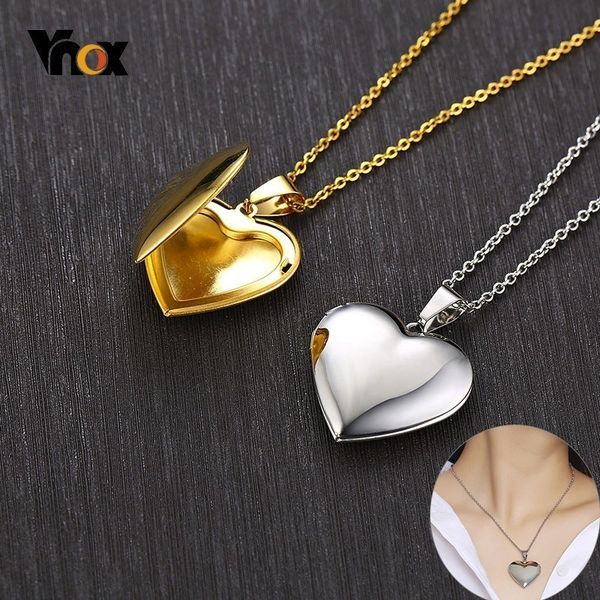 necklaces pendants vnox light heart locket for women men openable p frame glossy stainless steel family love collar, Silver
necklaces pendants vnox light heart locket for women men openable p frame glossy stainless steel family love collar, Silver