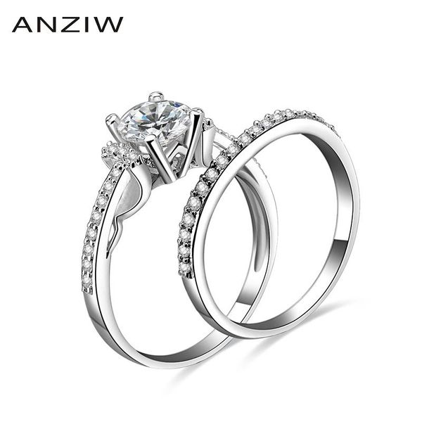 cluster rings anziw 925 sterling silver 4 prongs women wedding bridal ring sets 1 round cut engagement jewelry gifts, Golden;silver
cluster rings anziw 925 sterling silver 4 prongs women wedding bridal ring sets 1 round cut engagement jewelry gifts, Golden;silver