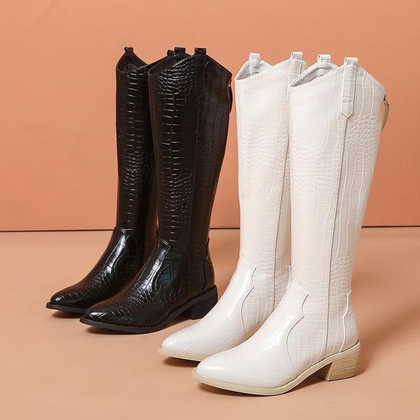 boots 2021 autumn winter knee high women retro zip pu leather long woman pointed toe low heels riding botas mujer, Black
boots 2021 autumn winter knee high women retro zip pu leather long woman pointed toe low heels riding botas mujer, Black