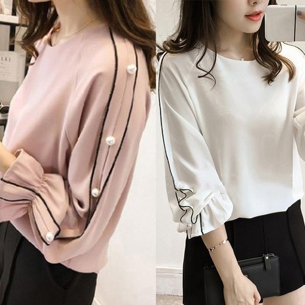 women's blouses & shirts plus size chiffon shirt female 2021 blusa beaded spring long-sleeved solid color women blouse clothing, White
women's blouses & shirts plus size chiffon shirt female 2021 blusa beaded spring long-sleeved solid color women blouse clothing, White