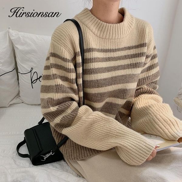 women's sweaters hirsionsan cashmere crop women 2021 winter elegant warm loose female knitwear pullovers christmas red stripe jumper, White;black
women's sweaters hirsionsan cashmere crop women 2021 winter elegant warm loose female knitwear pullovers christmas red stripe jumper, White;black