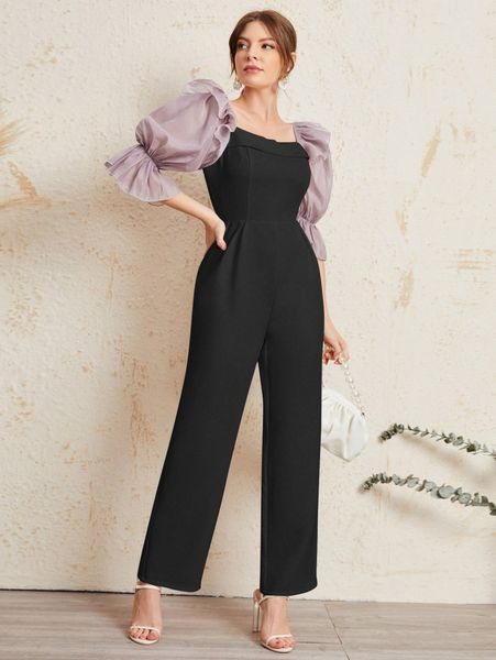 contrast organza sleeve jumpsuit 44zn#, White
contrast organza sleeve jumpsuit 44zn#, White