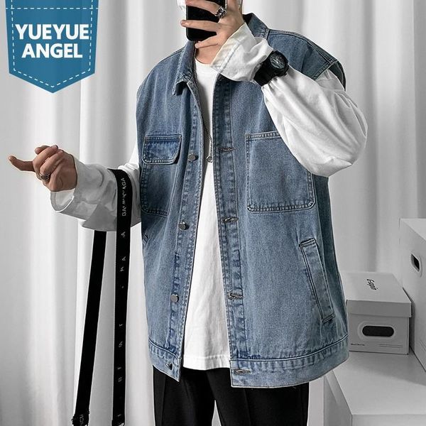 men's vests harajuku men loose fit sleeveless denim jacket pockets casual hip hop vest single breasted streetwear preppy style waistcoa, Black;white
men's vests harajuku men loose fit sleeveless denim jacket pockets casual hip hop vest single breasted streetwear preppy style waistcoa, Black;white