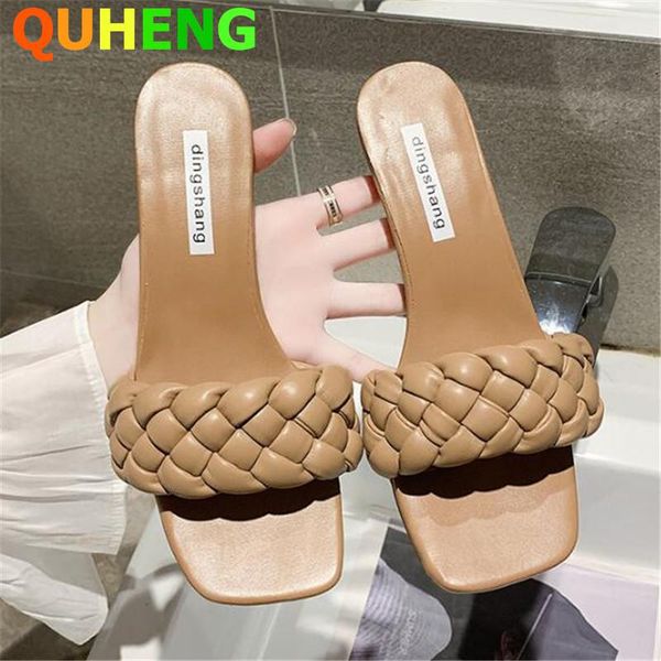 weave leather women's slippers 2021 summer ladies one word belt square head fine low-heeled peep toes slides mujer, Black
weave leather women's slippers 2021 summer ladies one word belt square head fine low-heeled peep toes slides mujer, Black
