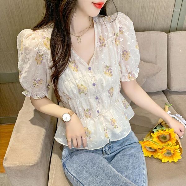 women's blouses & shirts summer floral chiffon bubble sleeves cover belly and waist, foreign style short v-neck shirt, in 2021, White
women's blouses & shirts summer floral chiffon bubble sleeves cover belly and waist, foreign style short v-neck shirt, in 2021, White