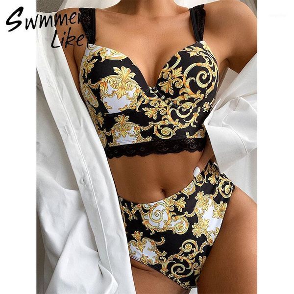 printed bikini 2021 high waist swimwear patchwork swimsuit female push up two piece set vintage bathing suit women bathers women's, White;black
printed bikini 2021 high waist swimwear patchwork swimsuit female push up two piece set vintage bathing suit women bathers women's, White;black