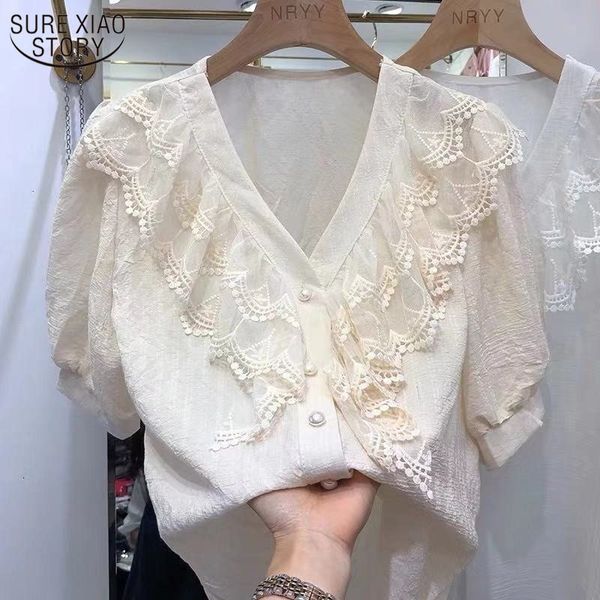 summer blouse cotton shirt short sleeve women's lace splicing sweet chiffon v-neck female blusas 14239 210508, White
summer blouse cotton shirt short sleeve women's lace splicing sweet chiffon v-neck female blusas 14239 210508, White