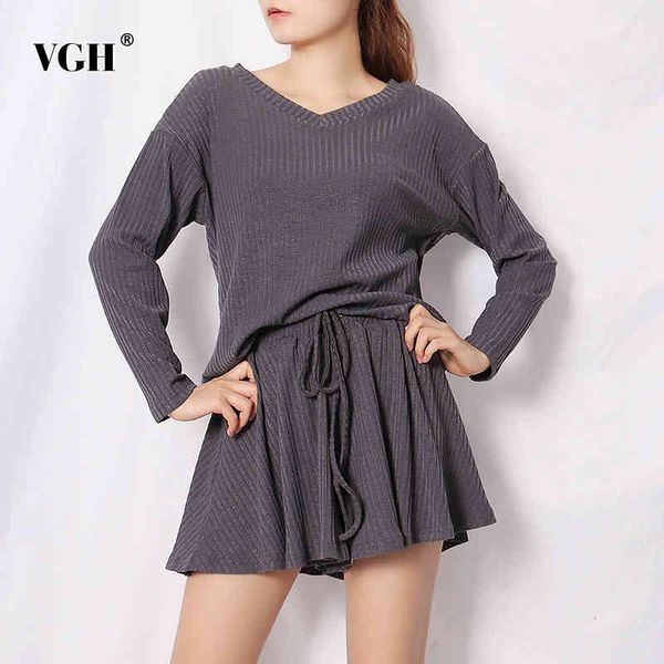 vgh black solid sets for women o neck long sleeve t shirt elastic lace up wide leg shorts casual two piece set female fashion 210421, White
vgh black solid sets for women o neck long sleeve t shirt elastic lace up wide leg shorts casual two piece set female fashion 210421, White