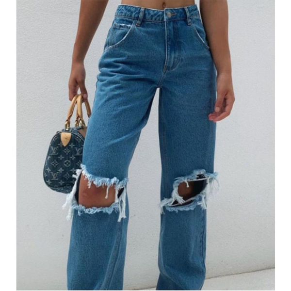 women's jeans 2021 european american style summer high-waisted loose hole wide-leg trendy women casual, Blue
women's jeans 2021 european american style summer high-waisted loose hole wide-leg trendy women casual, Blue